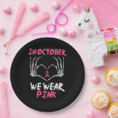 Borstkanker Skelet Hand Hart We Draag Vrouwen Papieren Bordje (Feest)