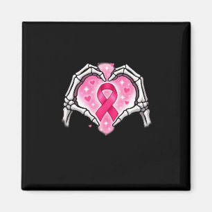 Borstkanker Skelet Hand Heart Sign Ribbon Award Magneet