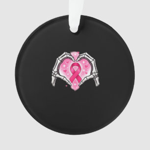 Borstkanker Skelet Hand Heart Sign Ribbon Award Ornament