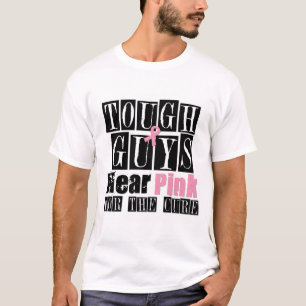 Borstkanker Stevige jongens Draag Roze T-shirt