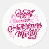 Borstkanker Stickers-Roze lint Ronde Sticker (Voorkant)