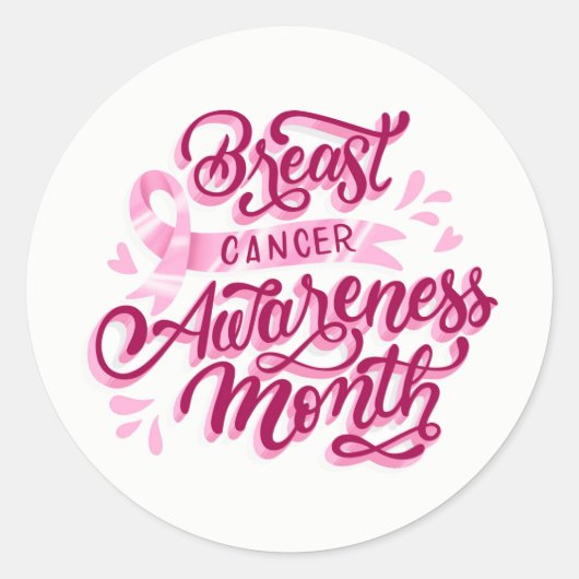 Borstkanker Stickers-Roze lint Ronde Sticker (Voorkant)