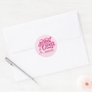 Borstkanker Stickers-Roze lint Ronde Sticker