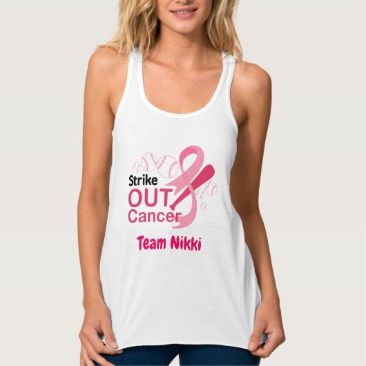 Borstkanker Support Team Pink Ribbon Personalisere Tanktop (Voorkant)