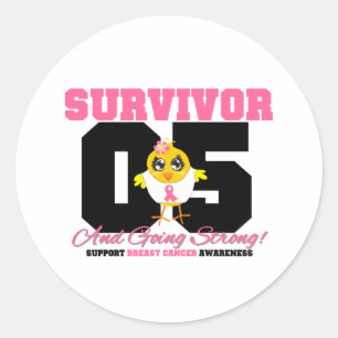 Borstkanker Survivor Chick 5 jaar Ronde Sticker