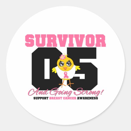 Borstkanker Survivor Chick 5 jaar Ronde Sticker (Voorkant)