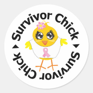 Borstkanker Survivor Chick Ronde Sticker