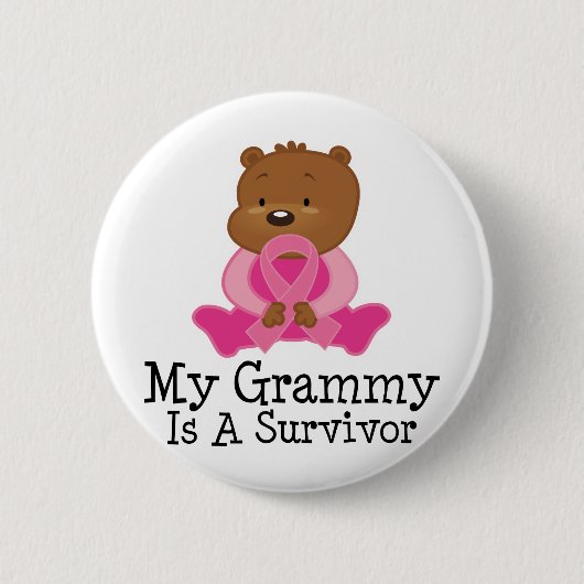 Borstkanker Survivor Grammy Ronde Button 5,7 Cm (Voorkant)