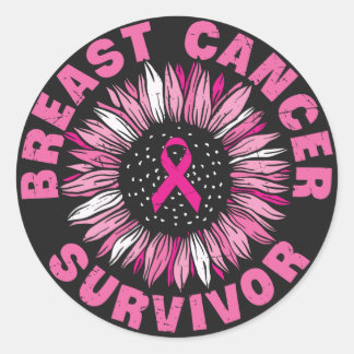 Borstkanker Survivor Pink Ribbon Sunflower Ronde Sticker
