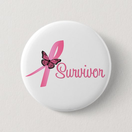 Borstkanker Survivor Ribbon Ronde Button 5,7 Cm (Voorkant)