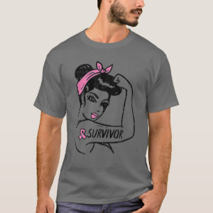 Borstkanker Survivor Rosie Riveter Pink Awarenes T-shirt