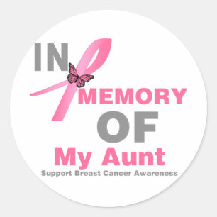 Borstkanker ter nagedachtenis van mijn tante ronde sticker