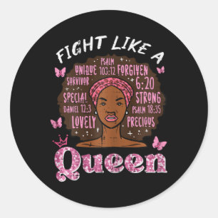 Borstkanker vecht als Queen Afro Survivor Aware Ronde Sticker