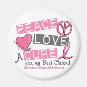 Borstkanker VREDE, LOVE, CURE 1 (Beste vriend) Magneet