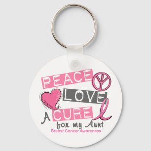 Borstkanker VREDE, LOVE, CURE 1 (tante) Sleutelhanger