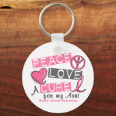 Borstkanker VREDE, LOVE, CURE 1 (tante) Sleutelhanger (Voorkant)