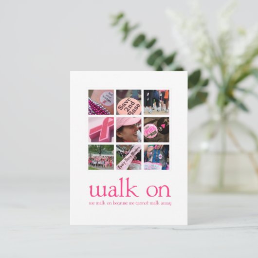 Borstkanker Walk Bedankt Post Kaart (Staand voorkant)