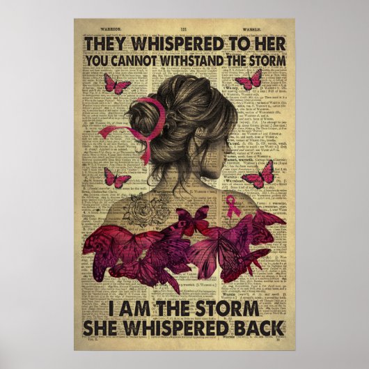 Borstkanker Warrior Butterfly Ik ben het Storm Poster (Voorkant)