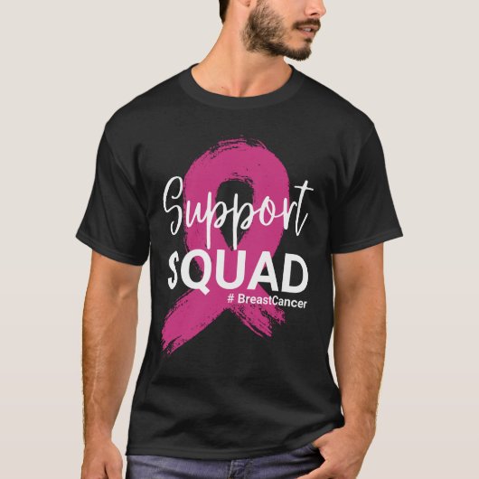 Borstkanker Warrior Support Squad bewustzijn T-shirt (Voorkant)
