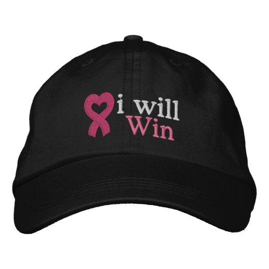 Borstkanker zal ik winnen geborduurde pet (Voorkant)