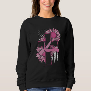 Borstkanker Zonnebloem Roze Lint Kruis Geloof Trui