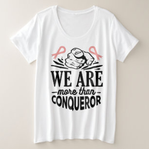 BORSTKANKERBEWUSTMAKING - WE ZIJN MEER DAN CONQUER GROTE MAAT T-SHIRT