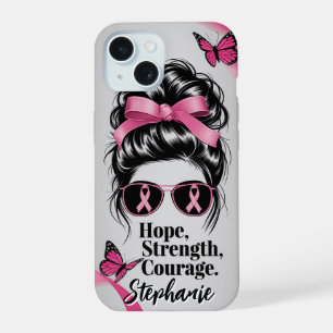 Borstkankerbewustzijn Hoop Kracht Moed iPhone 15 Hoesje