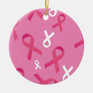 Borstkankerbewustzijn Overlevende Roze Lint  Keramisch Ornament