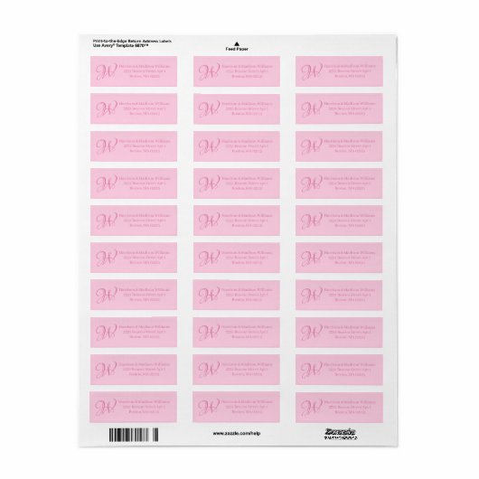 Borstkankerbewustzijn roze elegant monogram etiket (Full Sheet)