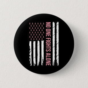 Borstkankerbewustzijn Roze Lint Usa Amerikaanse V Ronde Button 5,7 Cm