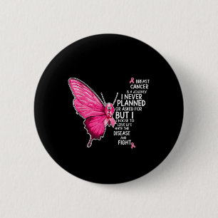 Borstkankerbewustzijn Roze Vlinder Krijger  Ronde Button 5,7 Cm