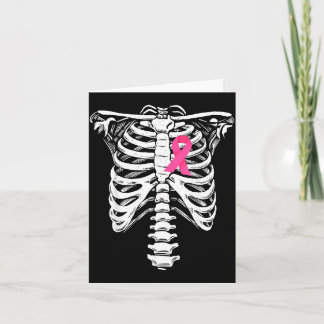 Borstkankerbewustzijn Skelet Draagt Roze Lint Kaart