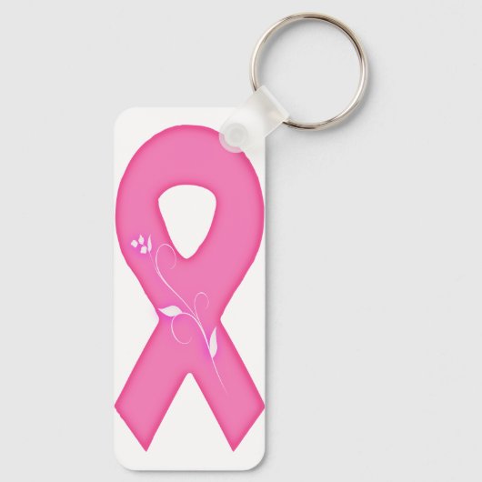 Borstkankerbewustzijnslint met bloem sleutelhanger (Achterkant)