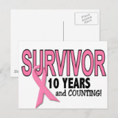 BORSTKANKERSURVIVOR 10 jaar & tellen Briefkaart (Voorkant / Achterkant)