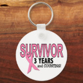 BORSTKANKERSURVIVOR 3 jaar & tellen Sleutelhanger (Voorkant)