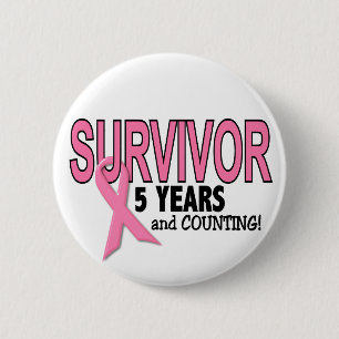 BORSTKANKERSURVIVOR 5 jaar & tellen Ronde Button 5,7 Cm