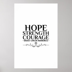 borstkankervoorlichting met een lint en een citaat poster