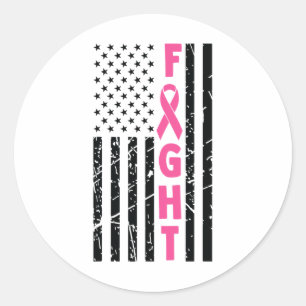 Borstoverlevende Amerikaanse vlag Borstkanker Awar Ronde Sticker