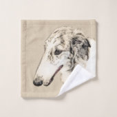 Borzoi (Argent Brindle) Peinture Chien Art origina (Gant de toilette)
