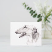Borzoi Chien Art Ink Profil de tête Carte postale (Debout devant)