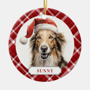Borzoi Chien Cercle Ceramic Ornement