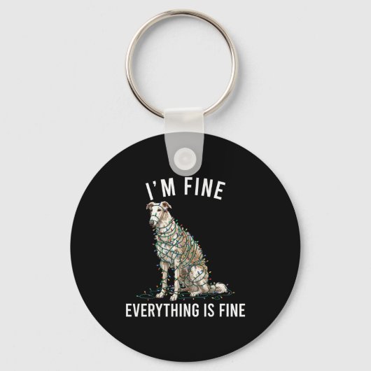 Borzoi Christmas I'm Fine Everything Is Fine  Sleutelhanger (Voorkant)