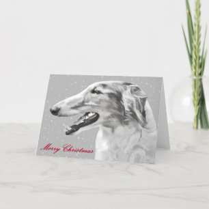 Borzoi Christmas Wenskaarten Feestdagen Kaart