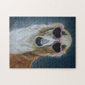 Borzoi dans les lunettes de coeur Puzzle d'art de (Horizontal)