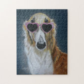 Borzoi dans les lunettes de coeur Puzzle d'art de  (Vertical)