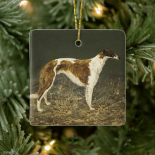 Borzoi die kerstversiering schilderen Keramisch Ornament