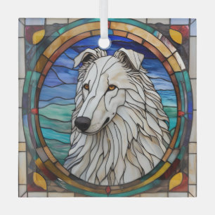 Borzoi Dog "Glas in lood" Glas Ornament