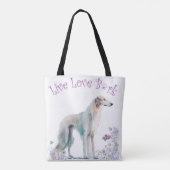 Borzoi Dog Mom Floral Draagtas (Achterkant)