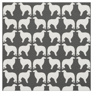 Borzoi Dog Silhouettes Grey and White Patterned Stof