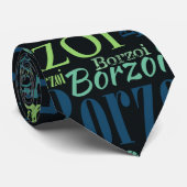 Borzoi Dog Word Art-patroon Stropdas (Opgerold)